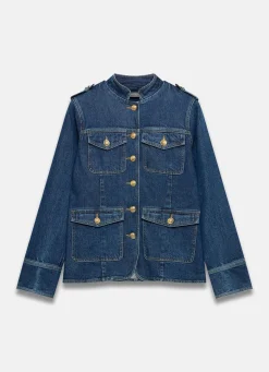 Indigo Denim Military Jacket