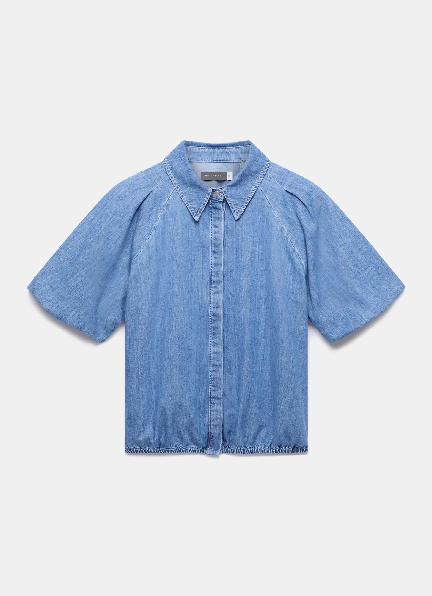 Indigo Denim Puff Sleeve Shirt