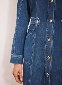 Indigo Denim Puff Sleeve Mini Dress