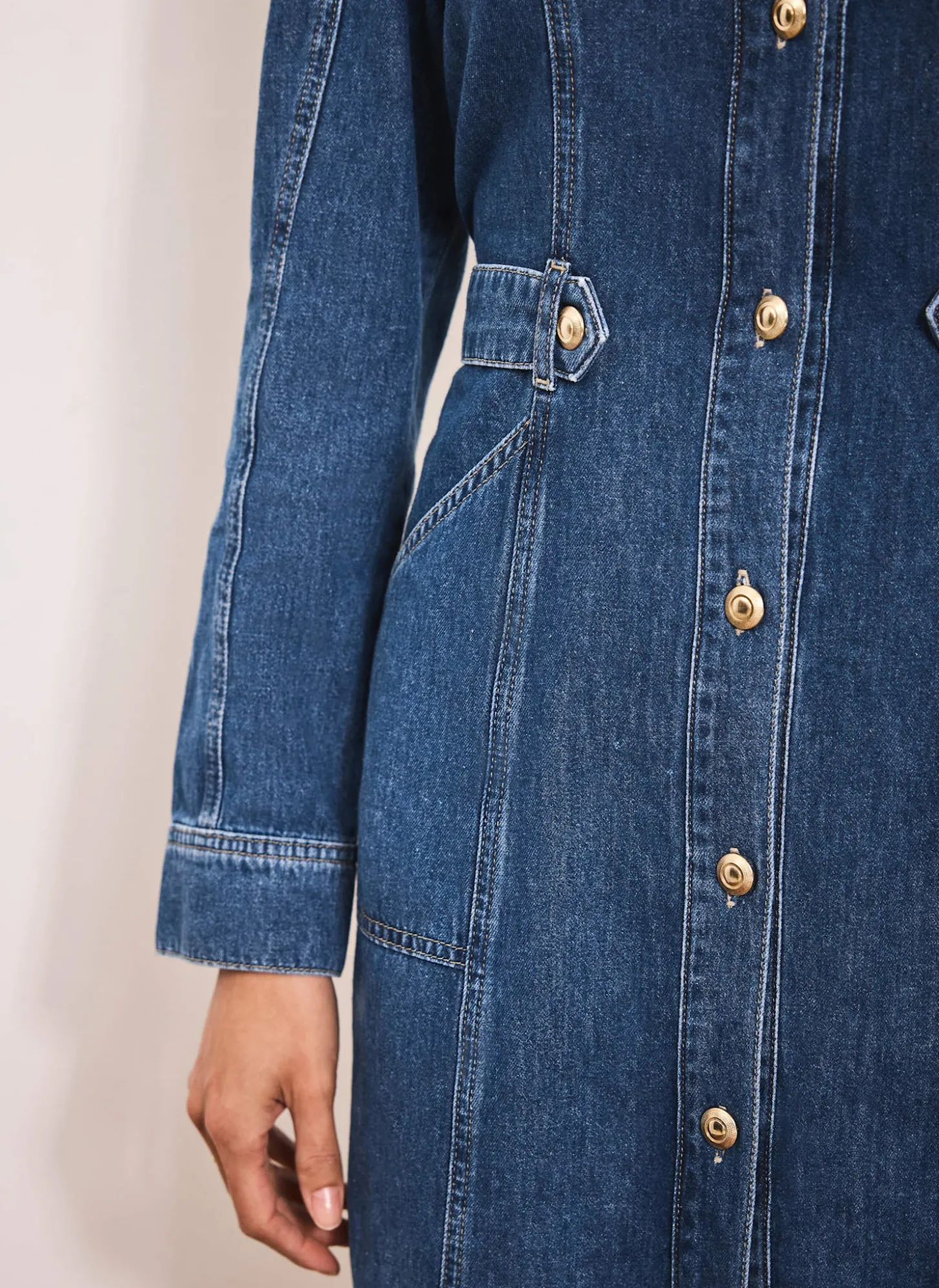 Indigo Denim Puff Sleeve Mini Dress