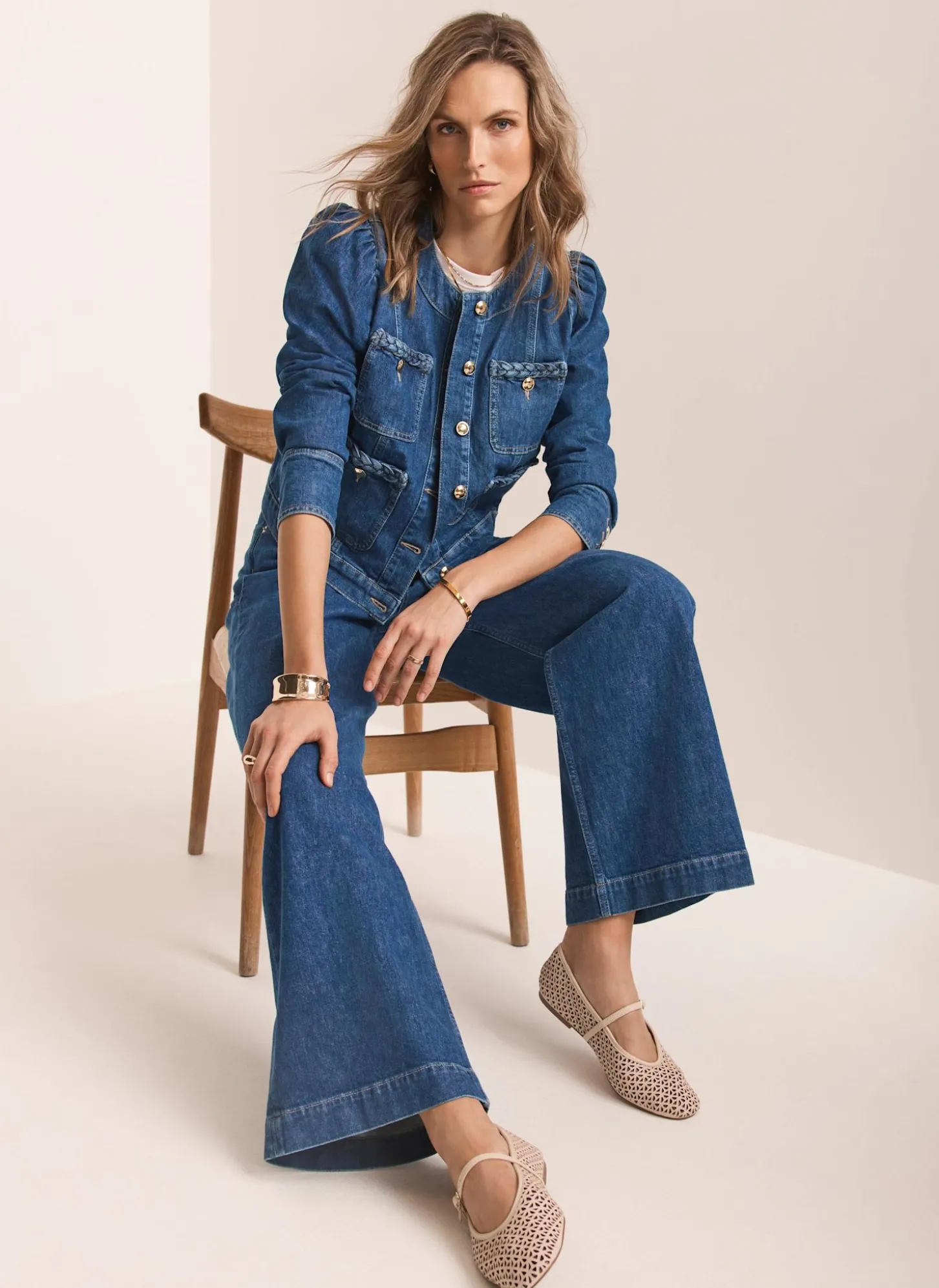 Indigo Plait Detail Denim Jacket