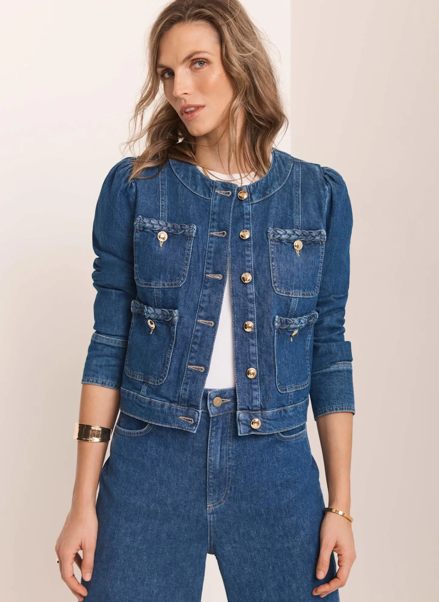 Indigo Plait Detail Denim Jacket