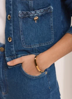 Indigo Plait Detail Denim Jacket