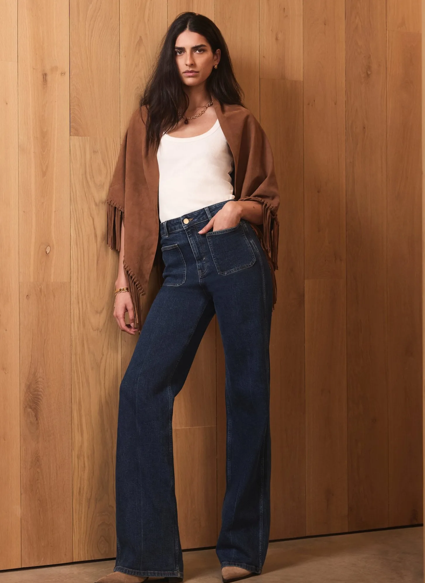 Indigo Relaxed Straight Patch Pocket Jeans