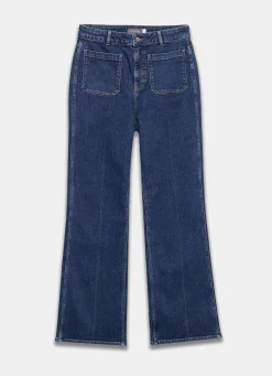 Indigo Relaxed Straight Patch Pocket Jeans