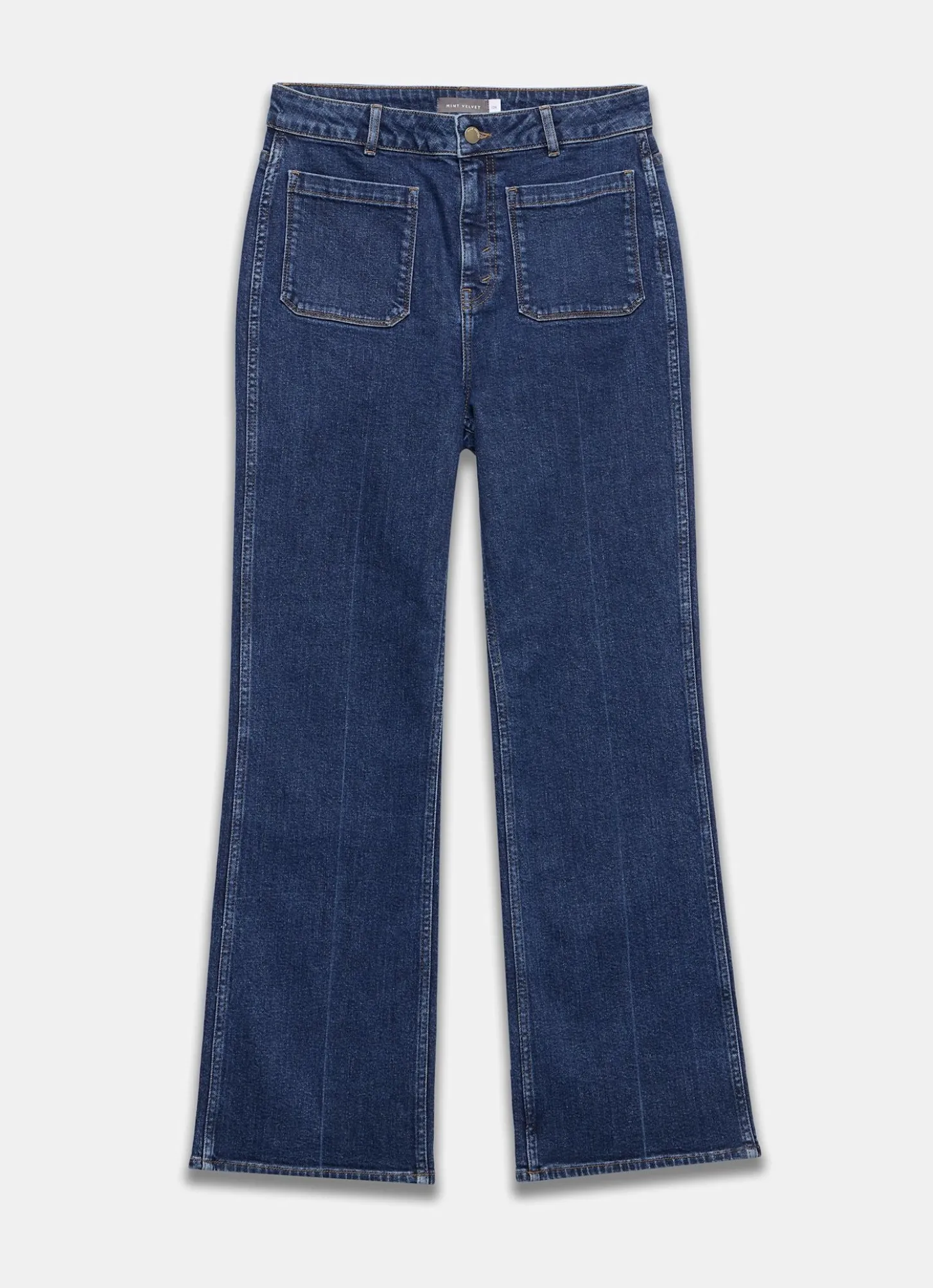 Indigo Relaxed Straight Patch Pocket Jeans