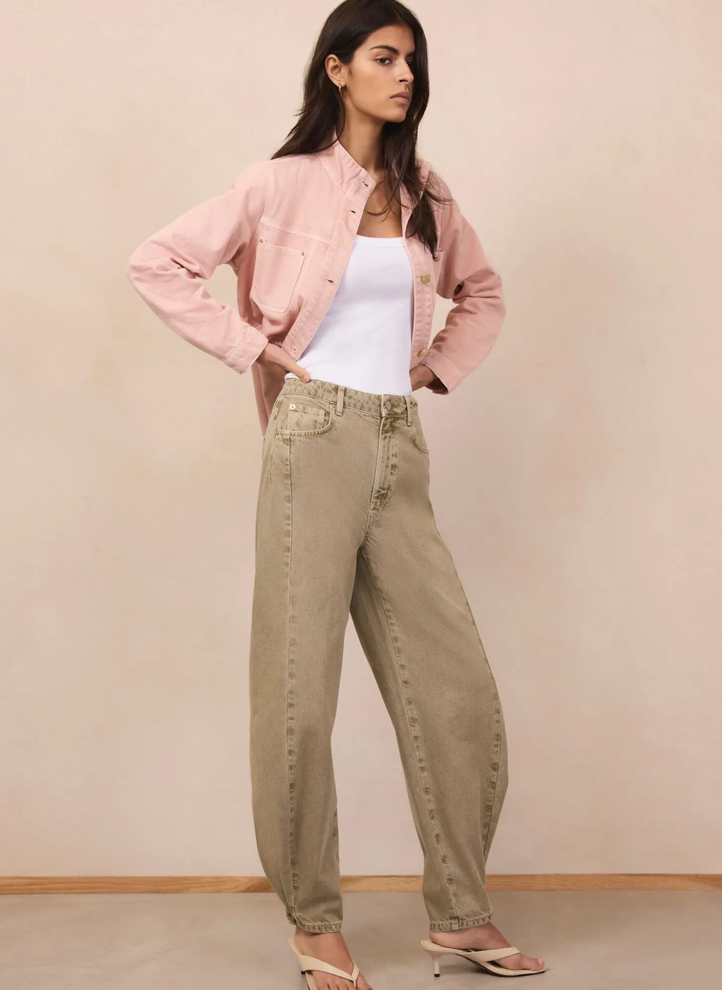 Khaki Balloon Popper Jeans