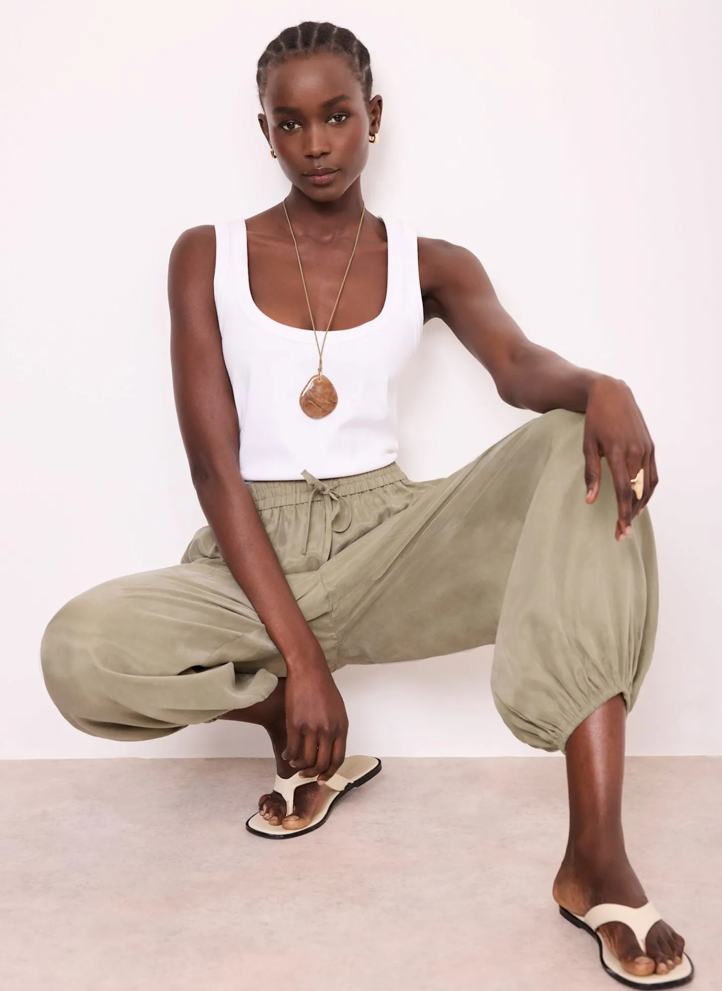 Khaki Balloon Trousers