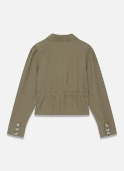 Khaki Cotton Blend Peplum Jacket