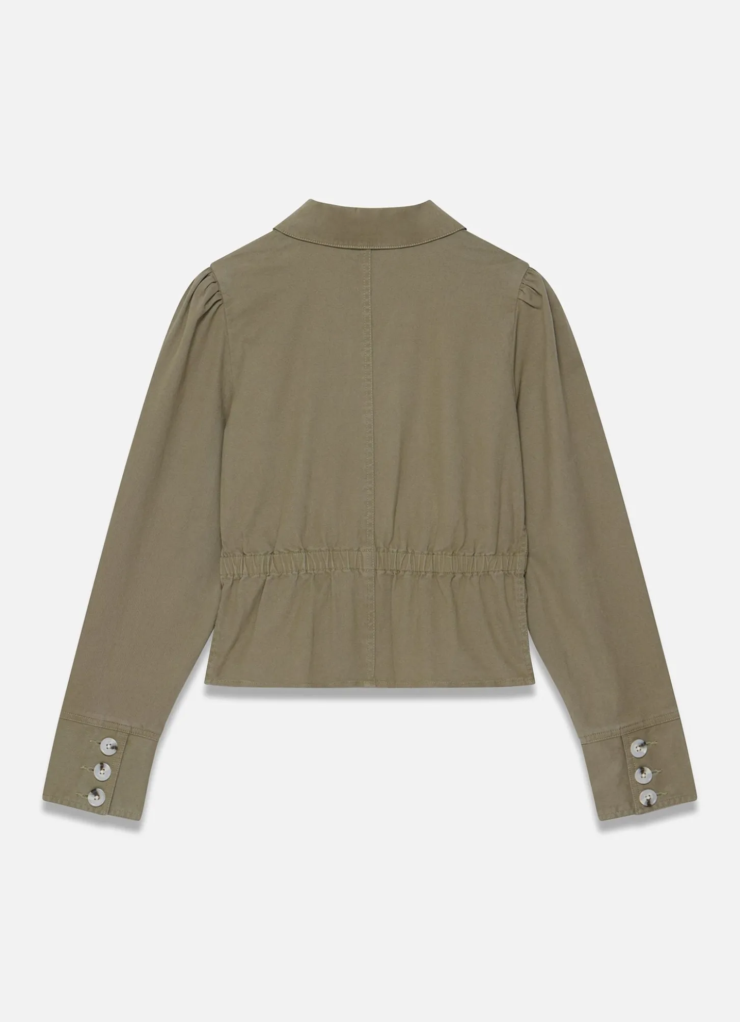 Khaki Cotton Blend Peplum Jacket