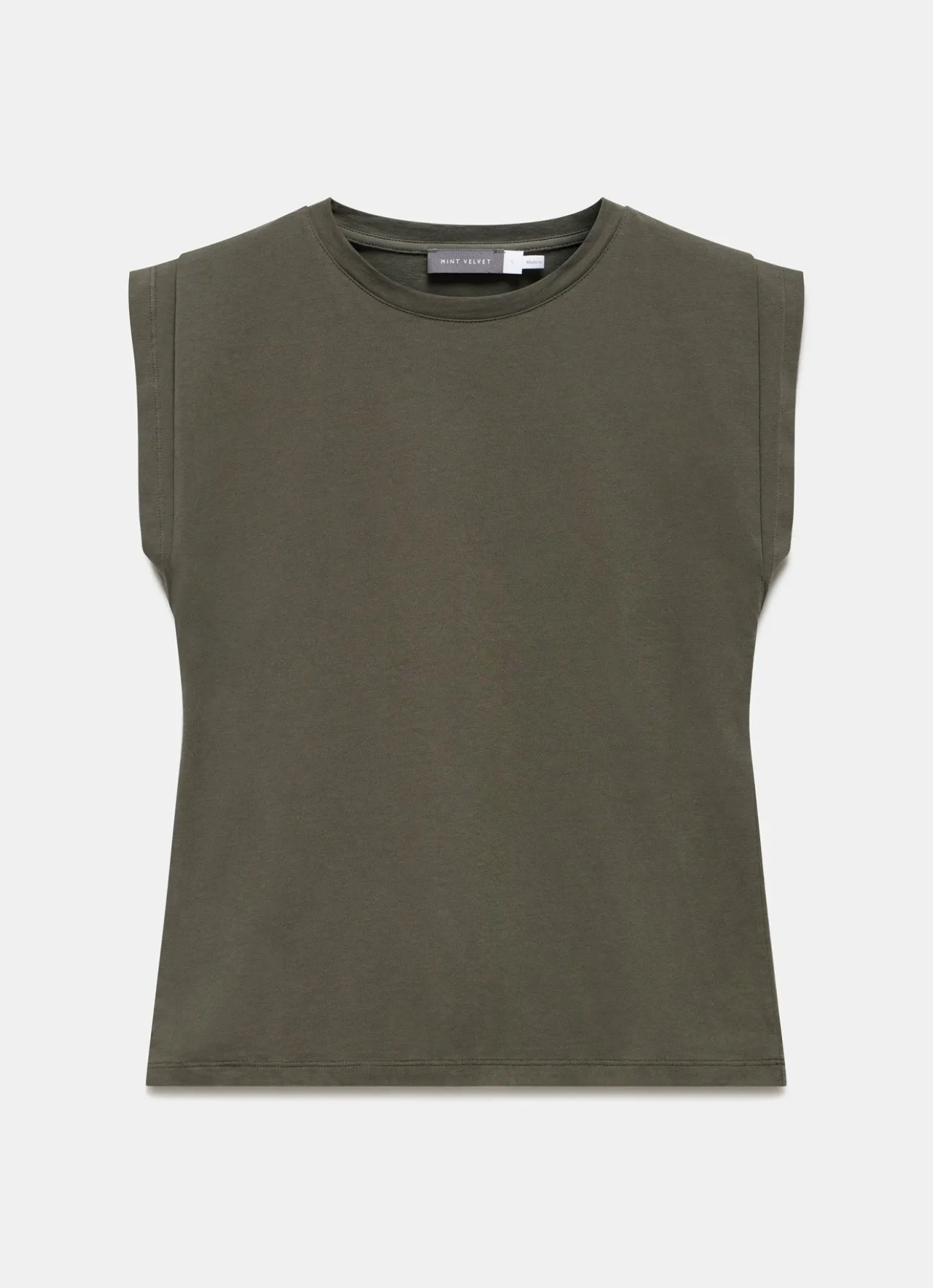 Khaki Cotton Extended Shoulder T-Shirt