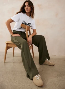 Khaki Side Stripe Wide Trousers