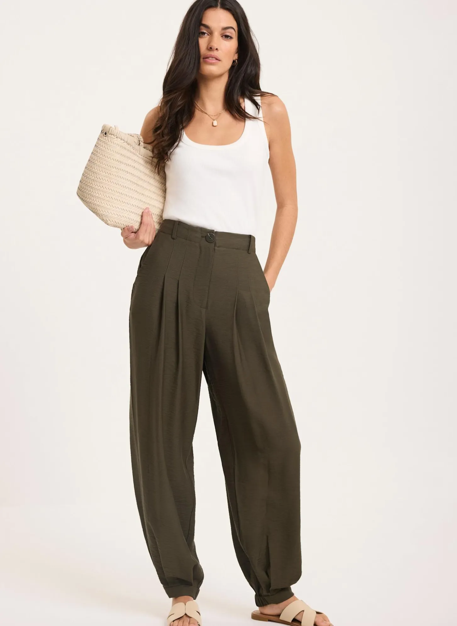 Khaki Soft Balloon Trousers
