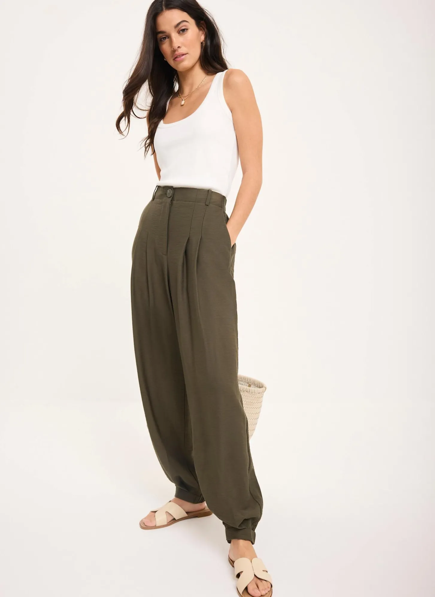 Khaki Soft Balloon Trousers