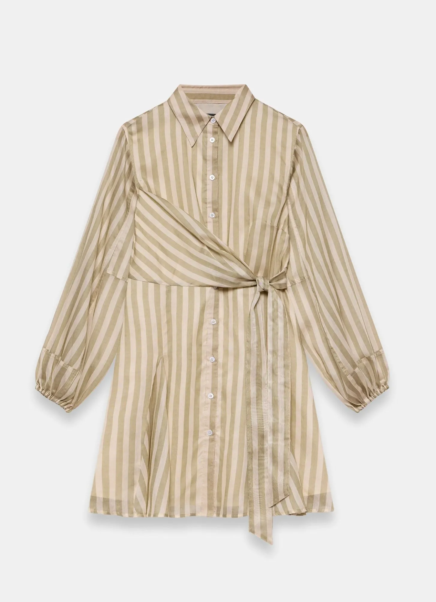 Khaki Stripe Wrap Mini Dress
