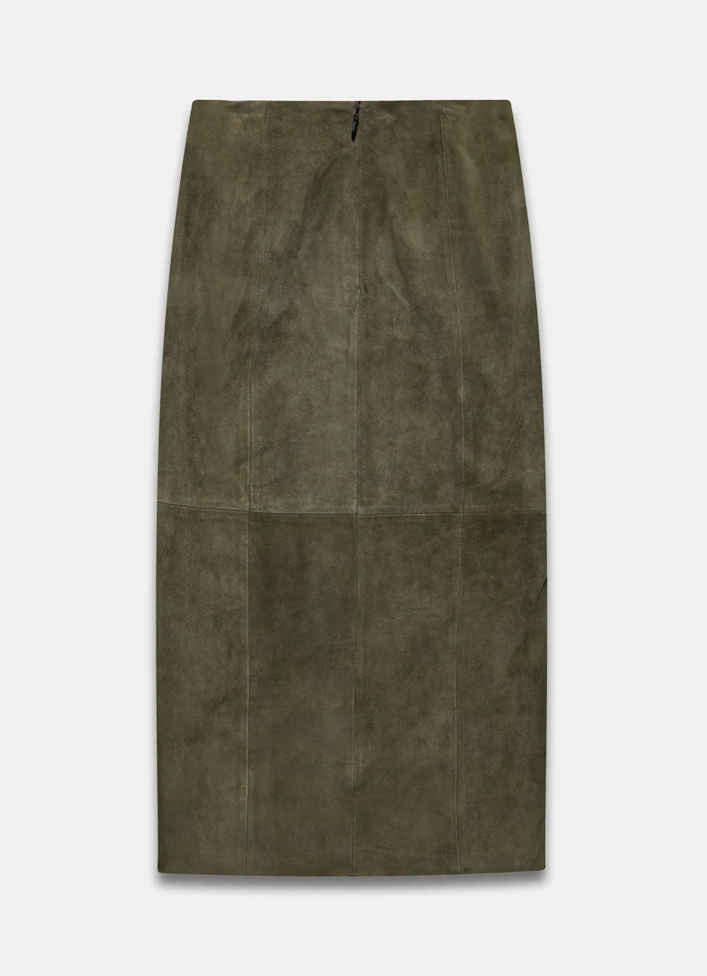 Khaki Suede Midi Skirt
