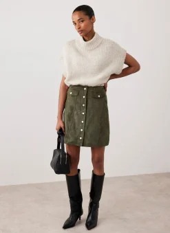 Khaki Suede Mini Skirt