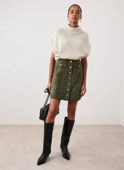 Khaki Suede Mini Skirt