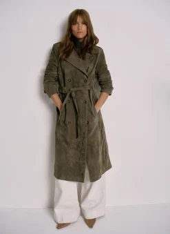 Khaki Suede Trench Coat