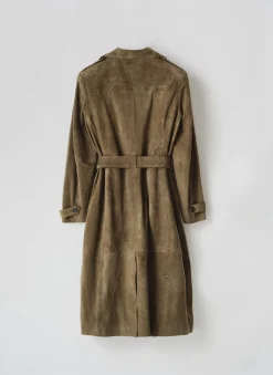Khaki Suede Trench Coat