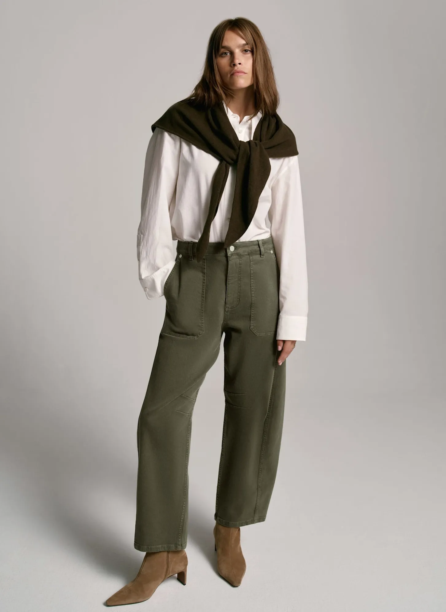 Khaki Utility Barrel Jeans