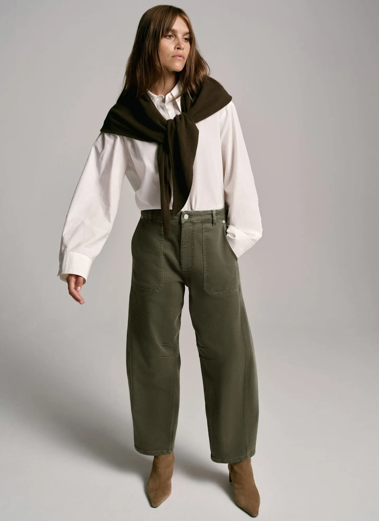 Khaki Utility Barrel Jeans