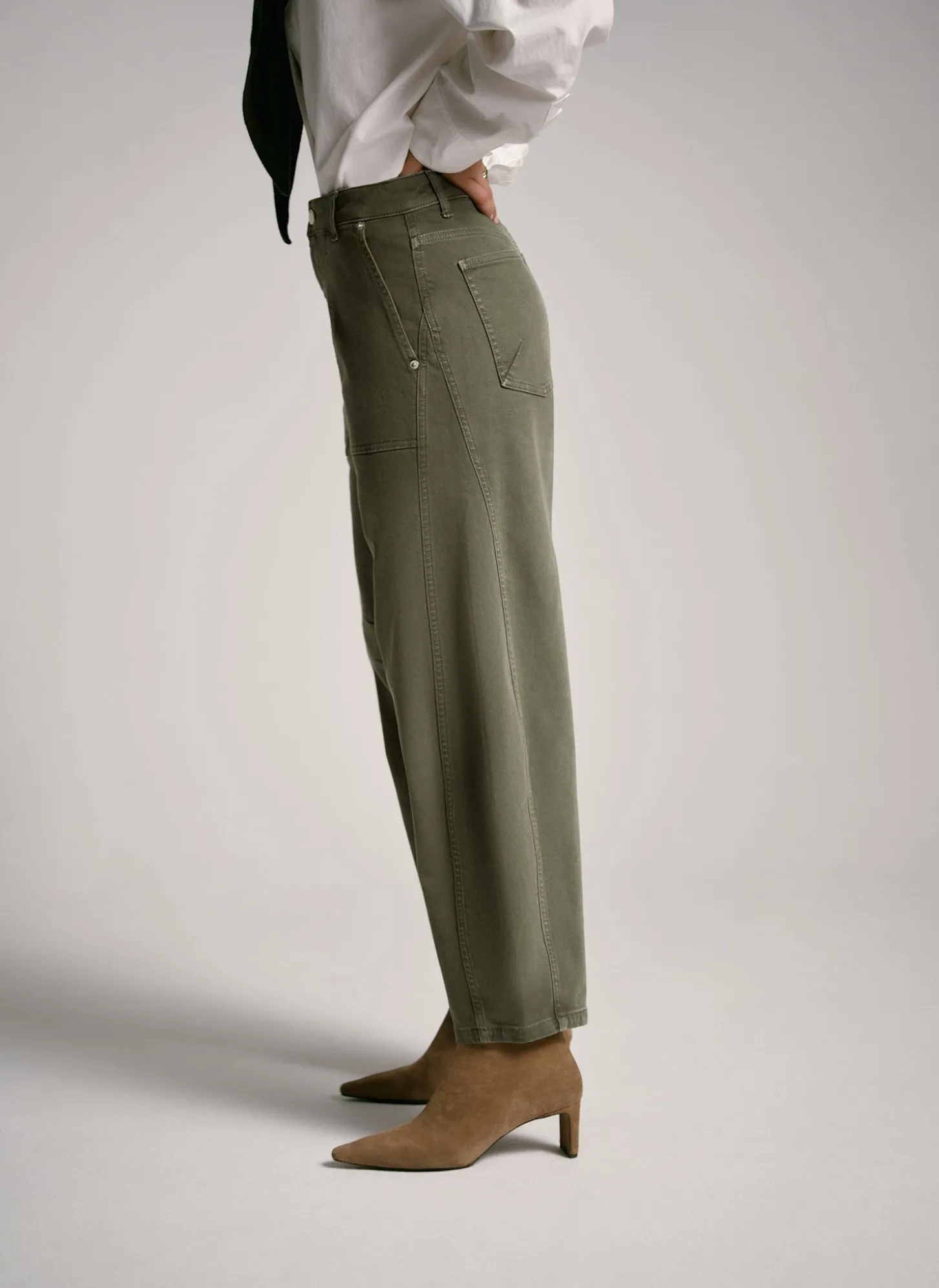Khaki Utility Barrel Jeans