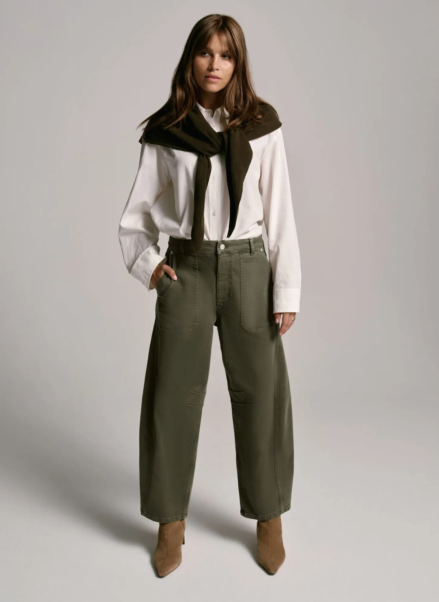 Khaki Utility Barrel Jeans