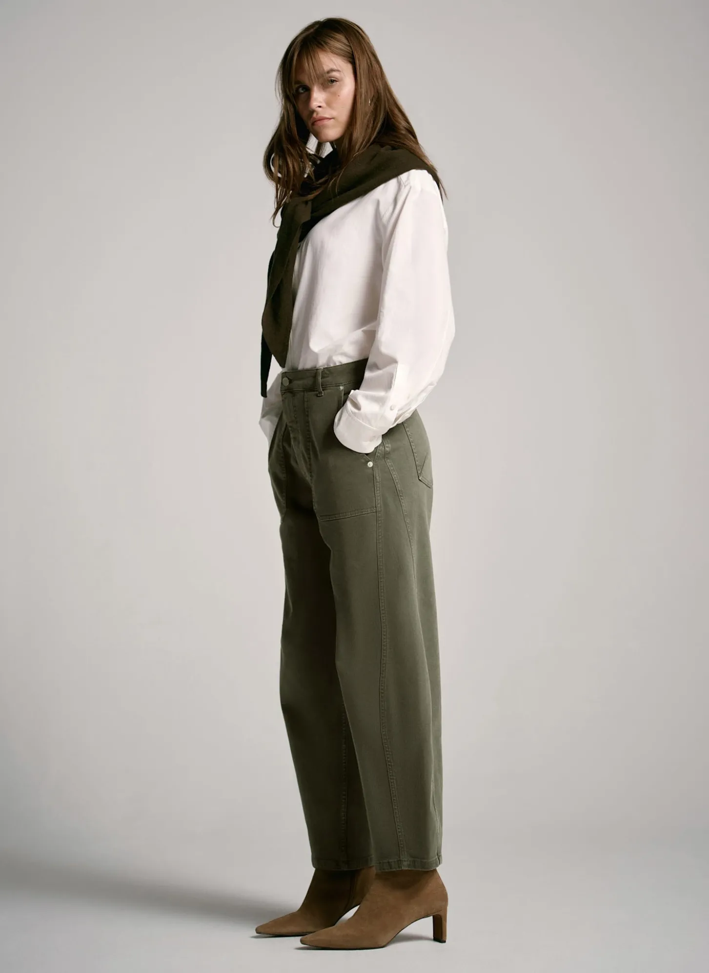 Khaki Utility Barrel Jeans