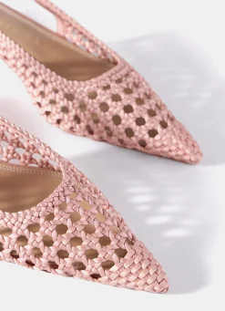 Lea Pink Woven Kitten Heels