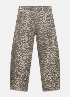 Leopard Print Barrel Leg Jeans