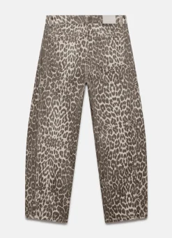 Leopard Print Barrel Leg Jeans
