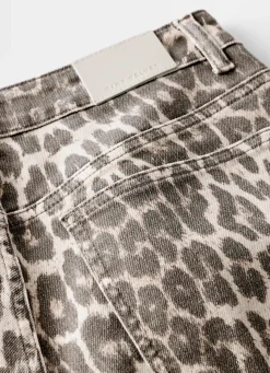 Leopard Print Barrel Leg Jeans