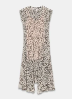 Leopard Print Cap Sleeve Midi Dress