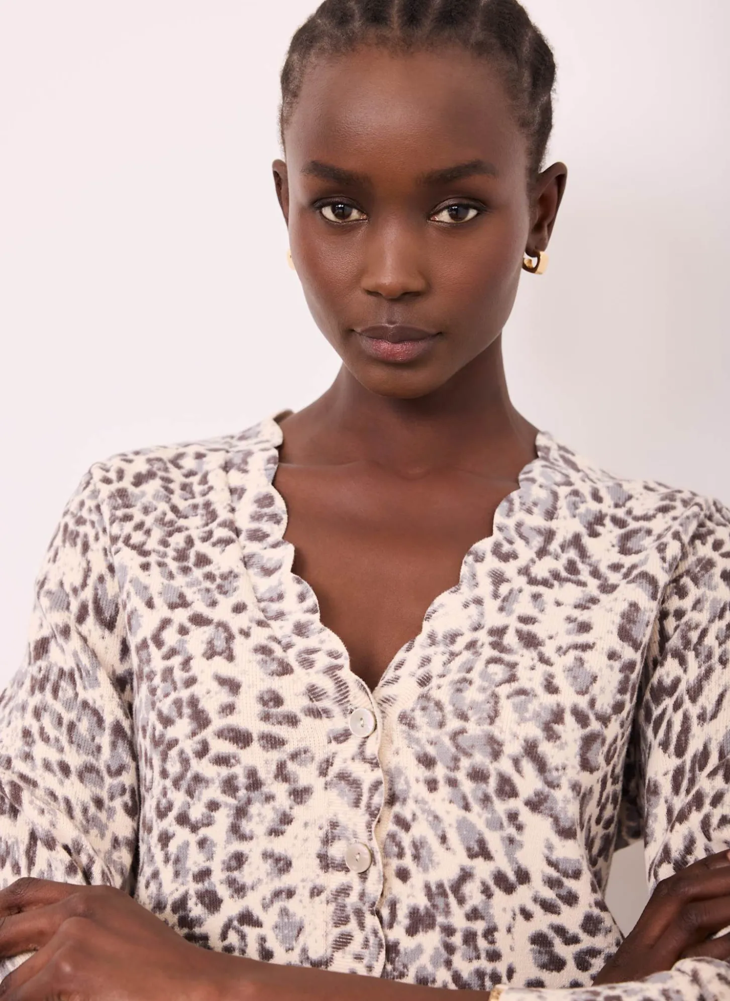 Leopard Print Cotton Cardigan