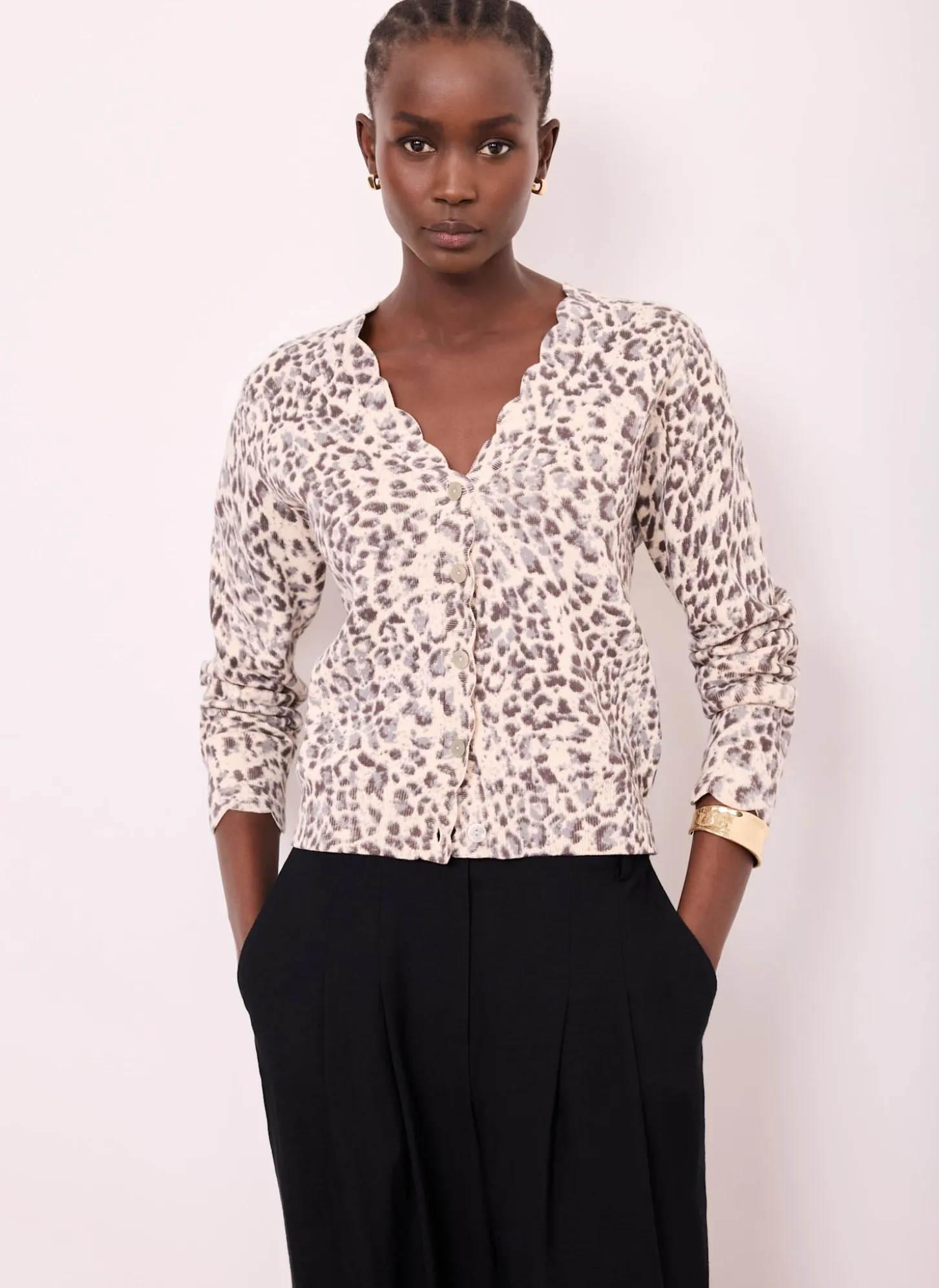 Leopard Print Cotton Cardigan
