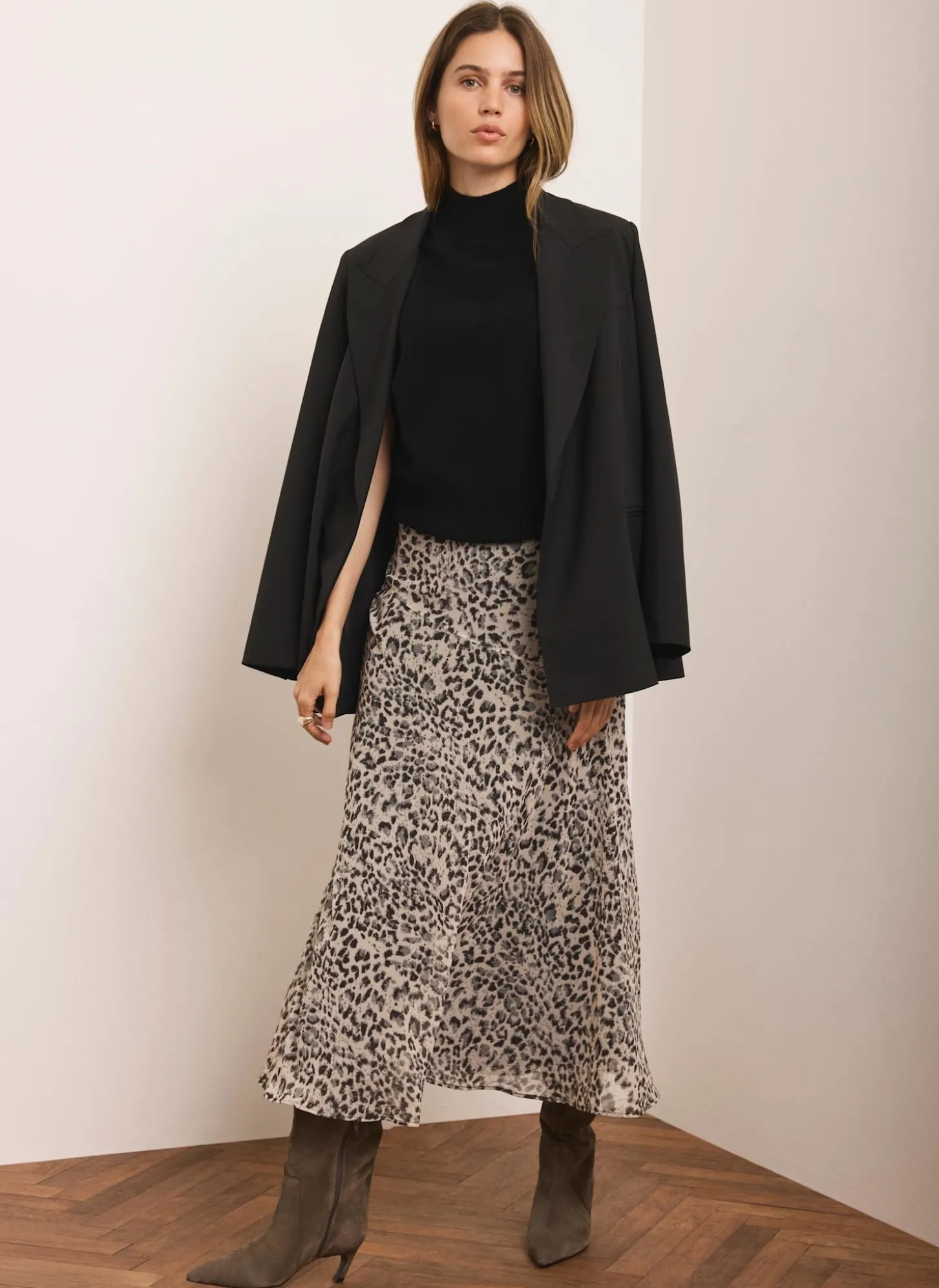 Leopard Print Midi Skirt