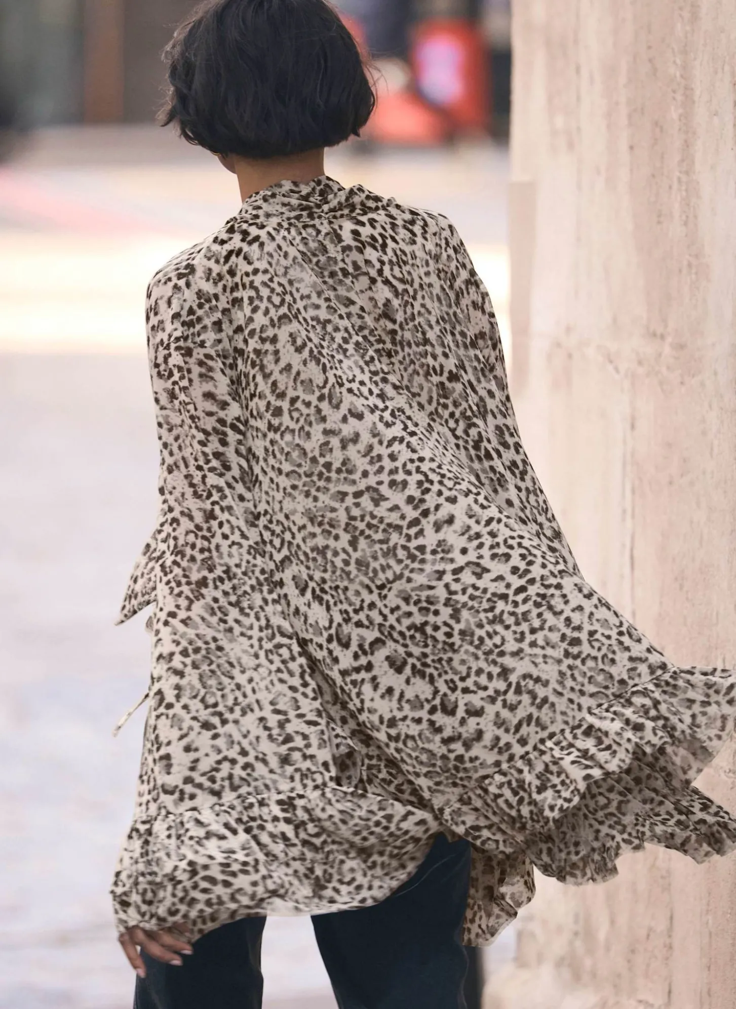 Leopard Print Ruffle Blouse