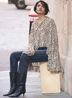 Leopard Print Ruffle Blouse