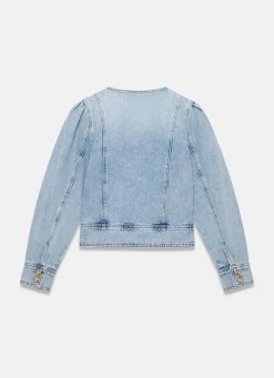 Light Indigo Collarless Denim Jacket