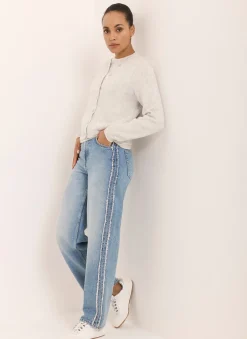 Light Indigo Wash Side Trim Boyfriend Jeans