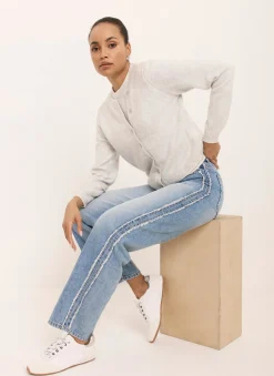Light Indigo Wash Side Trim Boyfriend Jeans