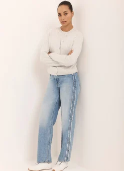 Light Indigo Wash Side Trim Boyfriend Jeans