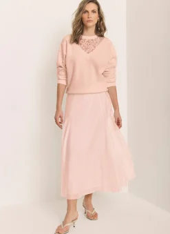 Light Pink A Line Midi Skirt