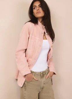 Light Pink Cotton Utility Shacket