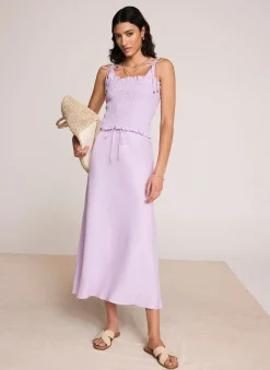 Lilac Linen Bias Midi Skirt