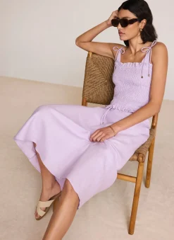 Lilac Linen Bias Midi Skirt