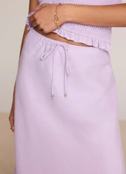 Lilac Linen Bias Midi Skirt