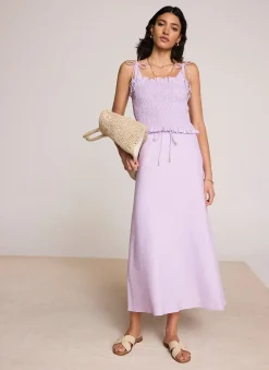 Lilac Linen Bias Midi Skirt
