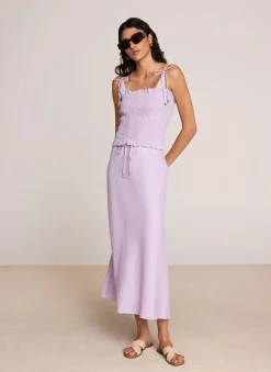 Lilac Linen Bias Midi Skirt